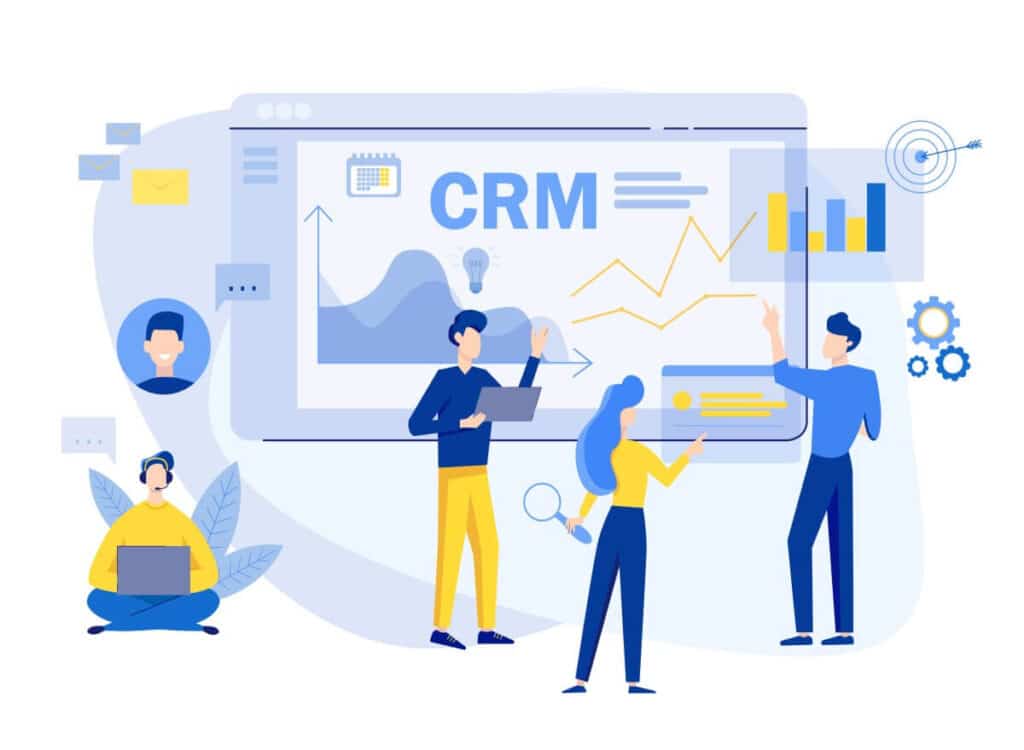 Interface CRM montrant les principales fonctionnalités pour la gestion client en marketing digital