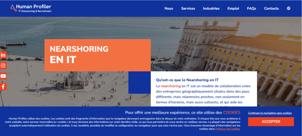 Interface numérique illustrant une activité informatique externalisée dans le cadre d’une stratégie de nearshoring IT