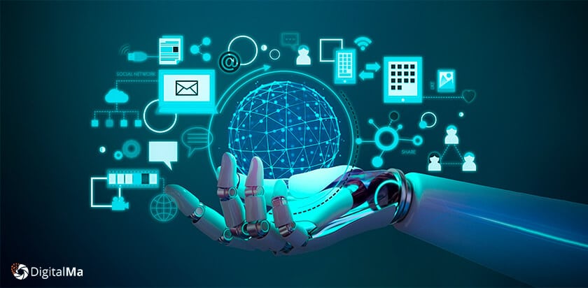 Visuel représentant l’intégration de l’intelligence artificielle dans le marketing digital