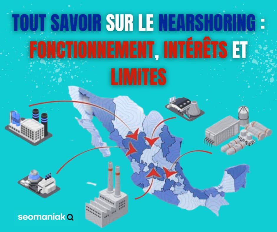 Carte du Mexique illustrant le nearshoring avec des usines et flèches de relocalisation