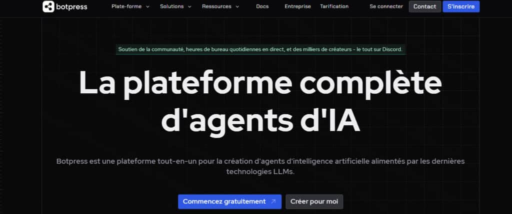 Capture d’écran de Botpress montrant la configuration d’un chatbot par un intégrateur conversationnel