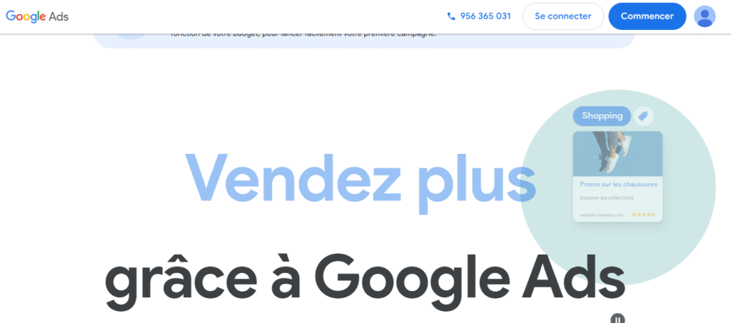 Capture d’écran de l’interface Google Ads 2025