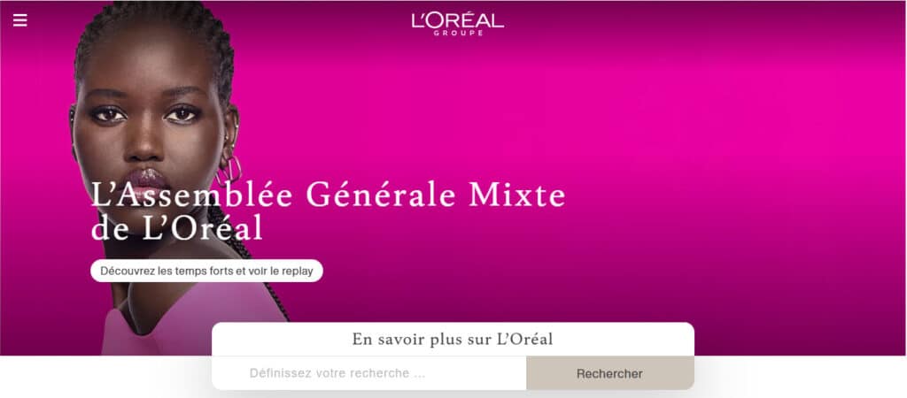 Capture d’écran de la campagne L’Oréal en 2025