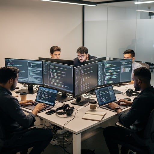 Équipe de développeurs marocains travaillant sur des projets digitaux